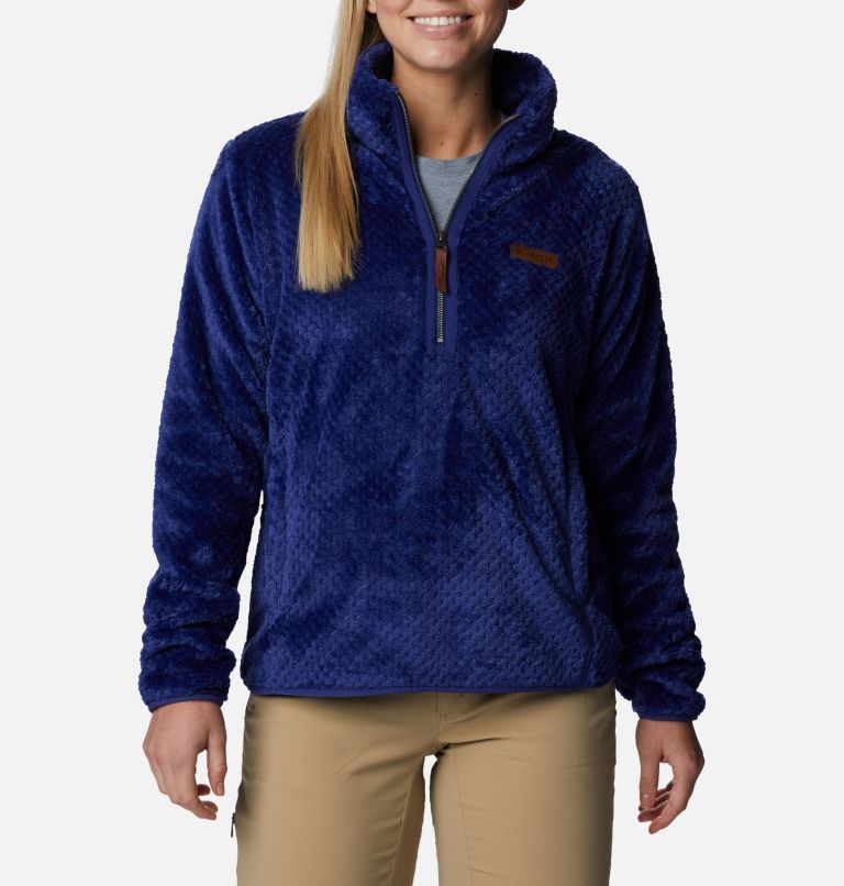 Thumbnail: Women's Fire Side Quarter Zip Sherpa Fleece, Color: Dark Sapphire, image 1