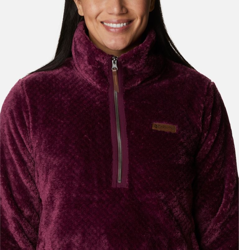 Women's Fire Side Quarter Zip Sherpa Fleece, Color: Marionberry, image 4