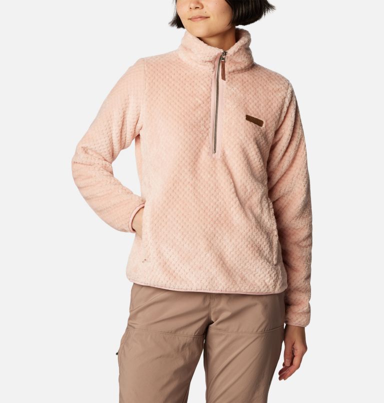 Thumbnail: Women's Fire Side Quarter Zip Sherpa Fleece, Color: Dusty Pink, image 5