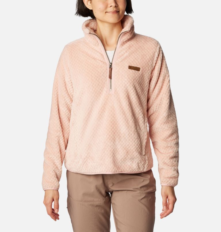 Thumbnail: Women's Fire Side Quarter Zip Sherpa Fleece, Color: Dusty Pink, image 1