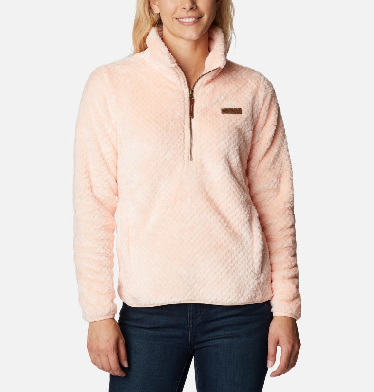 Thumbnail: Women’s Fire Side Half Zip Sherpa Fleece, Color: Peach Blossom, image 1