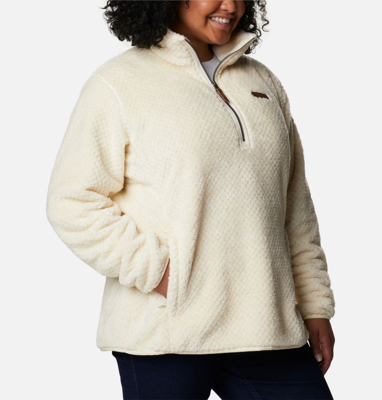 Women's Fire Side Quarter Zip Sherpa Fleece - Plus Size, Color: Chalk, image 5