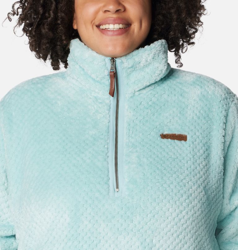Thumbnail: Women's Fire Side Quarter Zip Sherpa Fleece - Plus Size, Color: Aqua Haze, image 4