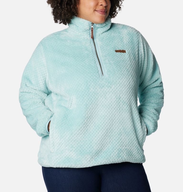 Women's Fire Side Quarter Zip Sherpa Fleece - Plus Size, Color: Aqua Haze, image 5