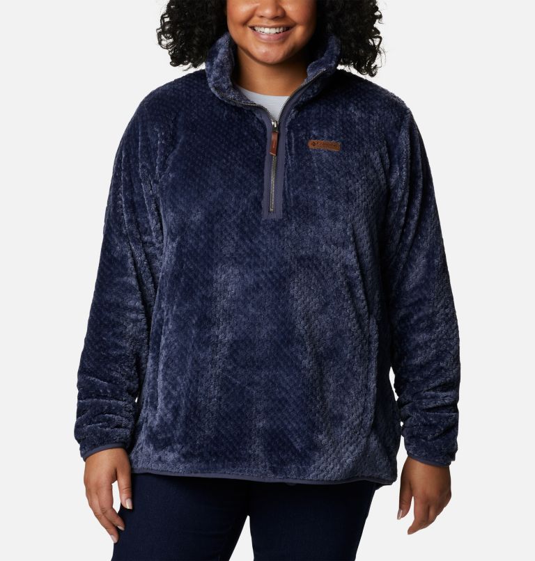 Chandail avec fermeture éclair 1/4 en laine polaire Sherpa Fire Side pour femme - Grandes tailles, Color: Nocturnal, image 1