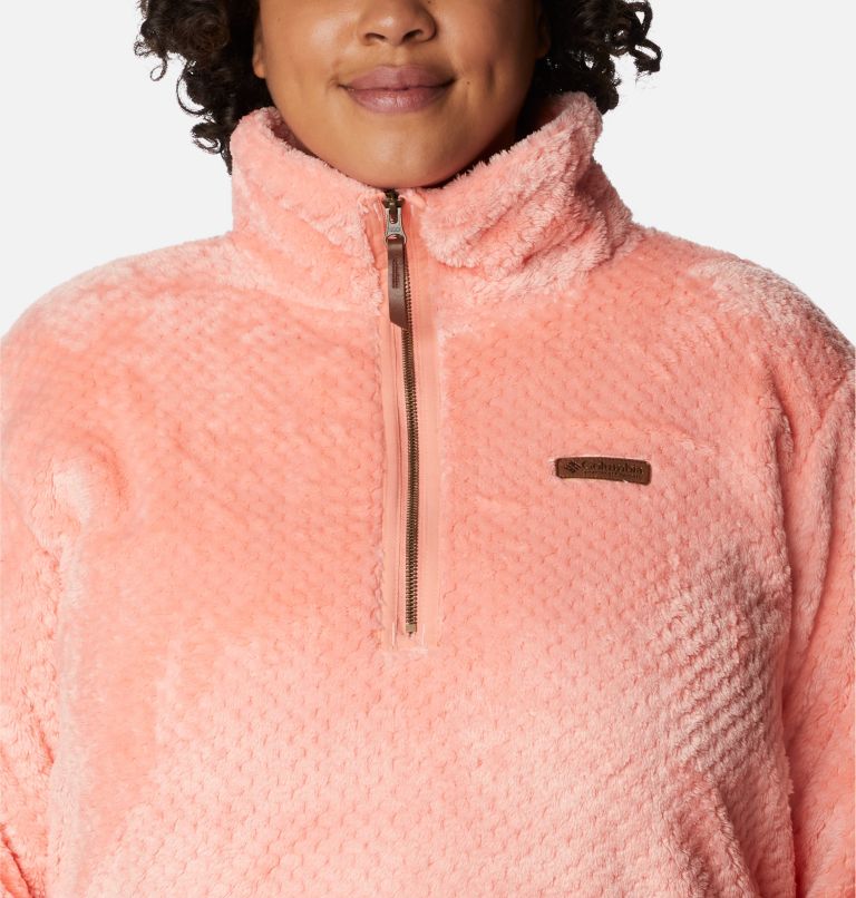 Women's Fire Side Quarter Zip Sherpa Fleece - Plus Size, Color: Coral Reef