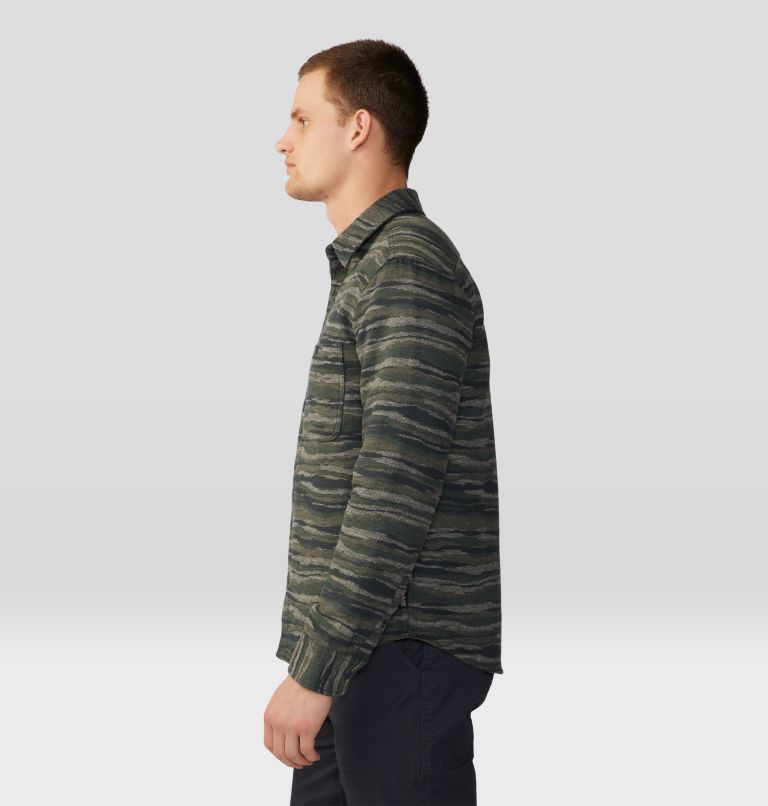 Men's Granite Peak Long Sleeve Flannel Shirt, Color: Black Spruce Landscape Print, image 3
