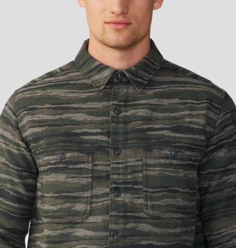 Men's Granite Peak Long Sleeve Flannel Shirt, Color: Black Spruce Landscape Print, image 4