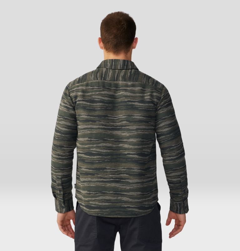 Men's Granite Peak Long Sleeve Flannel Shirt, Color: Black Spruce Landscape Print, image 2