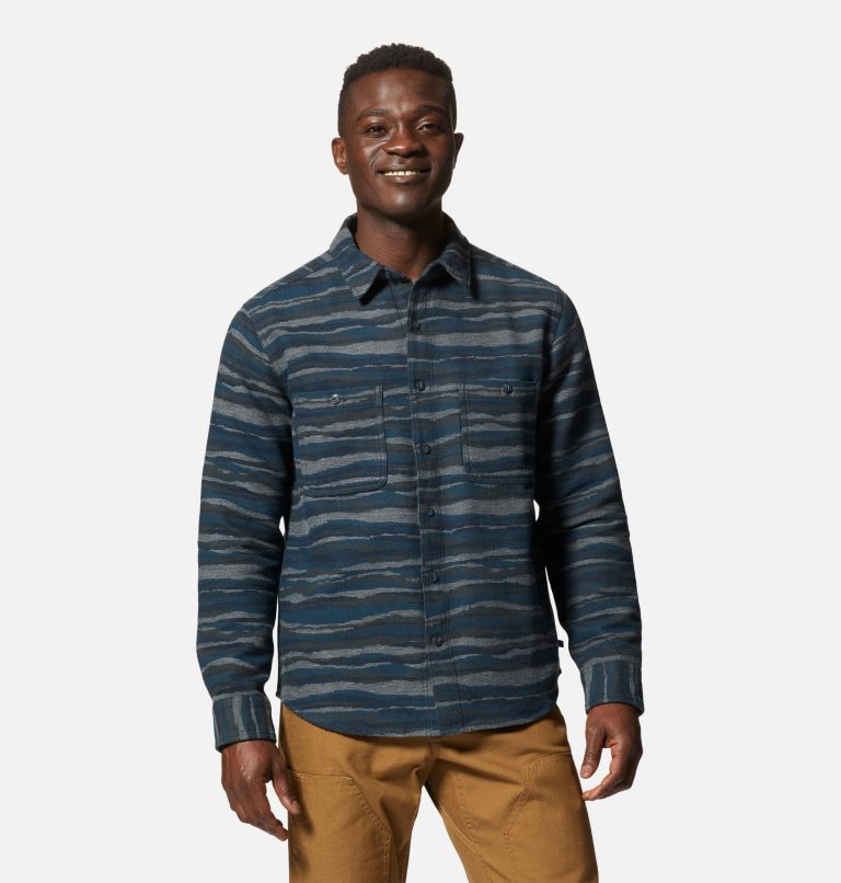 Men's Granite Peak Long Sleeve Flannel Shirt, Color: Hardwear Navy Landscape, image 1