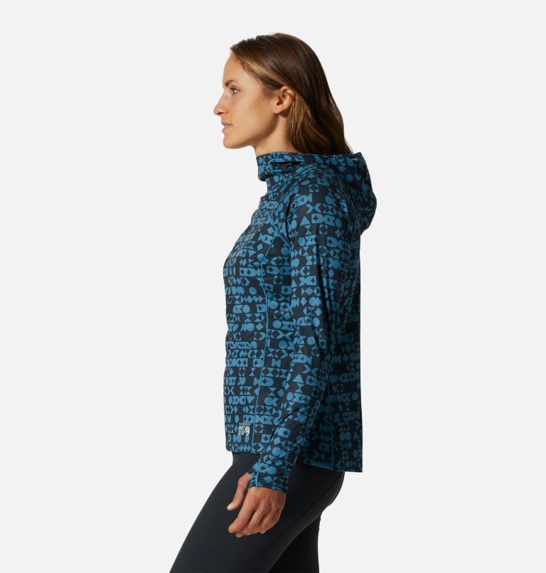 Women's Mountain Stretch Hoody, Color: Caspian, Blue Quartz Geo Track, image 3