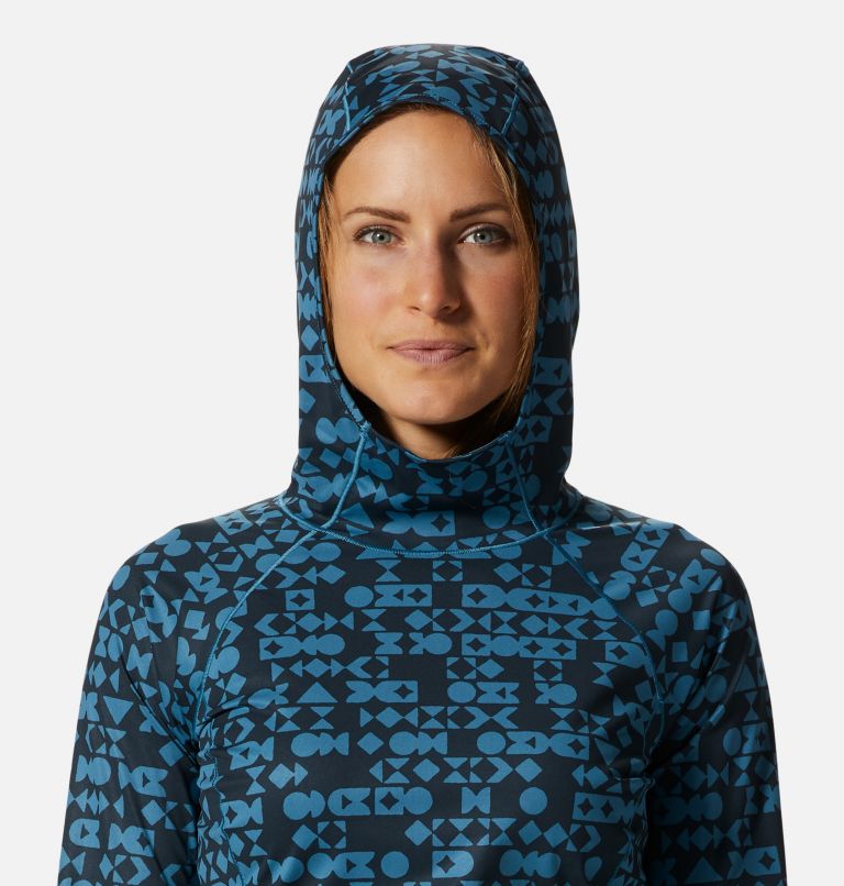 Women's Mountain Stretch Hoody, Color: Caspian, Blue Quartz Geo Track, image 4