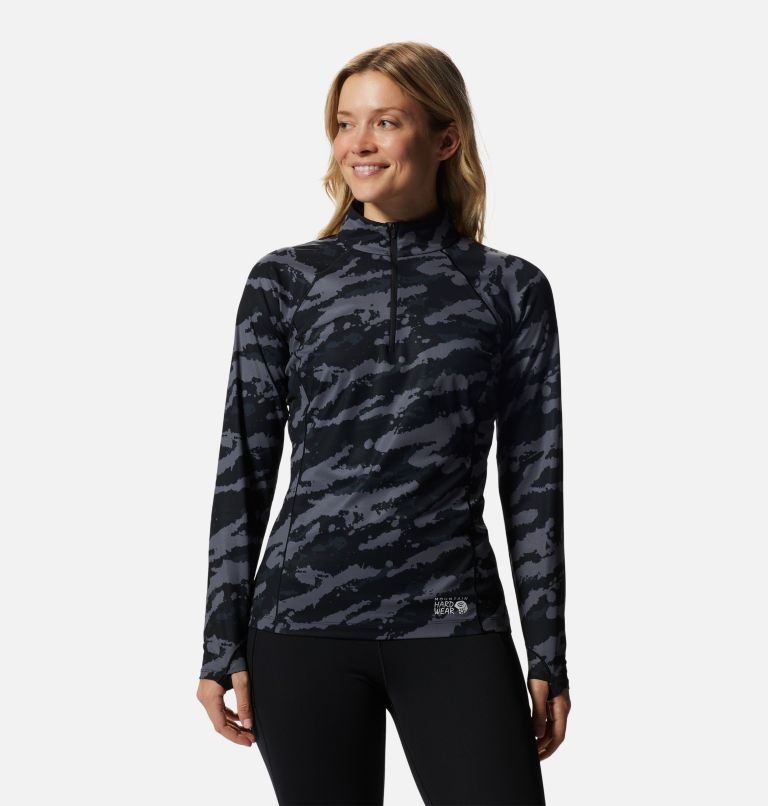 Women's Mountain Stretch 1/2 Zip, Color: Black Paintstrokes Print, image 1
