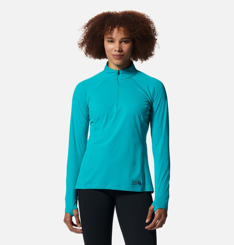 Haut avec demi-fermeture éclair Mountain Stretch Femme, Color: Synth Green, image 1