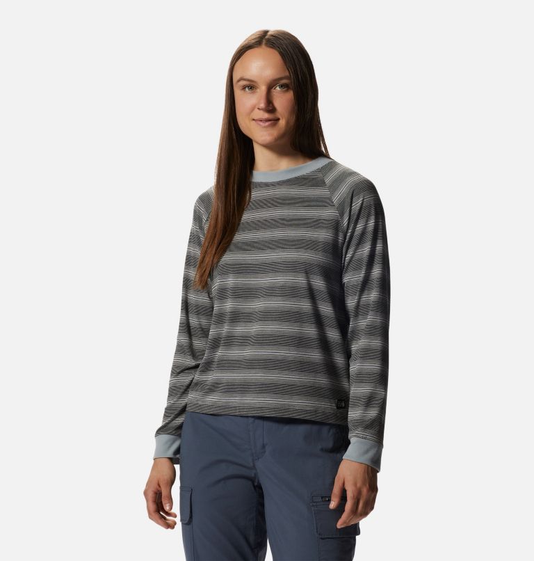 Women's Wander Pass Long Sleeve, Color: Plumas Grey Pacific Stripe, image 5