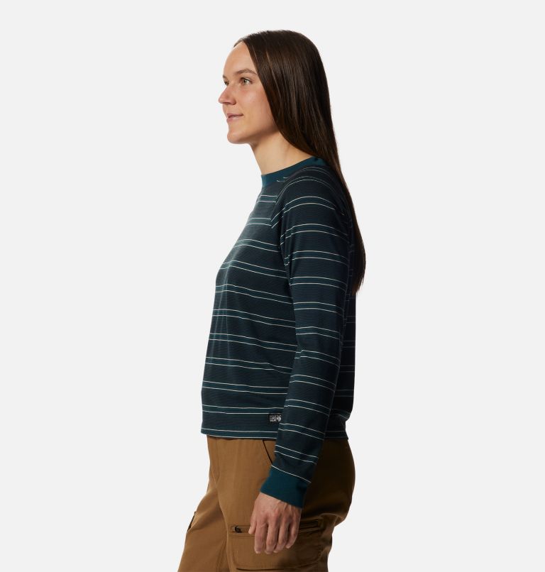 Women's Wander Pass Long Sleeve, Color: Dark Marsh Pacific Stripe, image 3