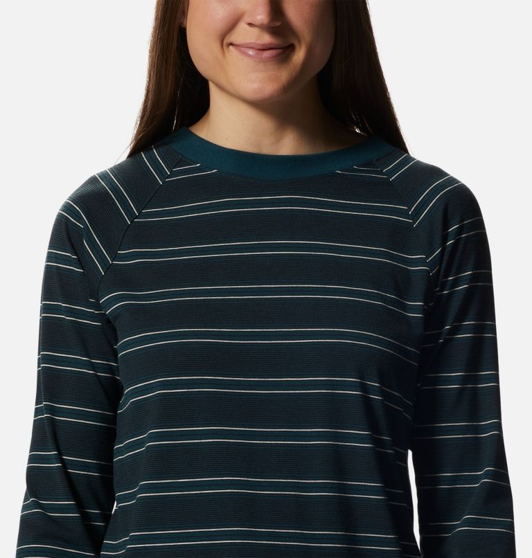 Women's Wander Pass Long Sleeve, Color: Dark Marsh Pacific Stripe, image 4