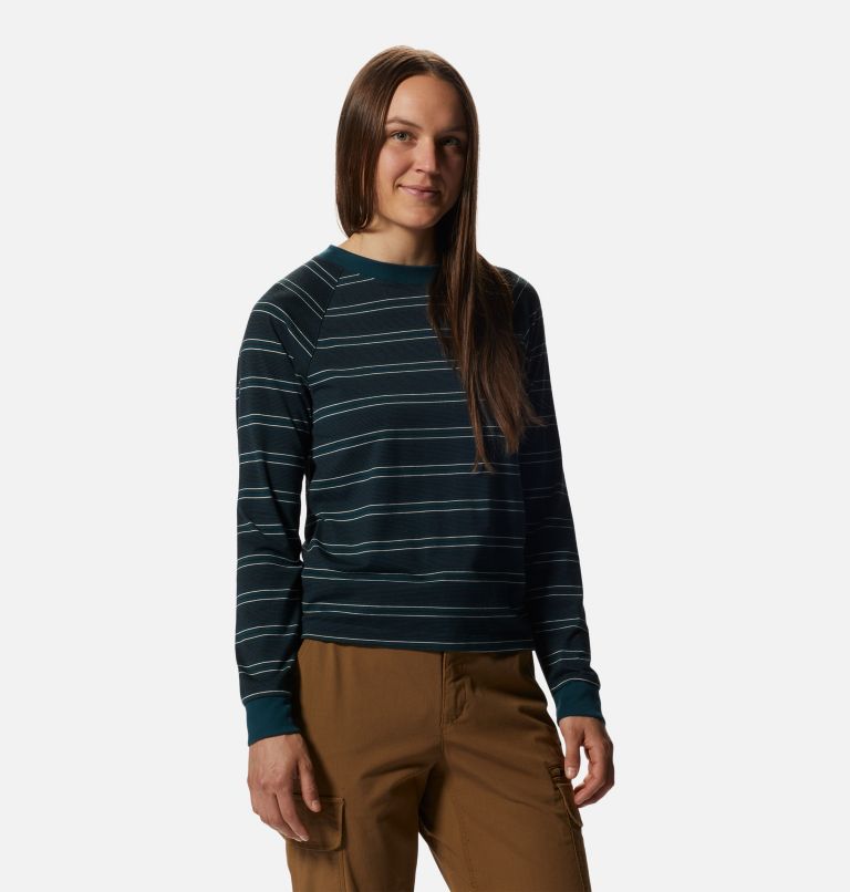 Women's Wander Pass Long Sleeve, Color: Dark Marsh Pacific Stripe, image 5