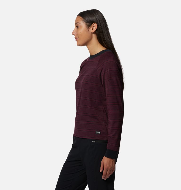 Thumbnail: Women's Wander Pass Long Sleeve, Color: Cocoa Red Pacific Stripe, image 3