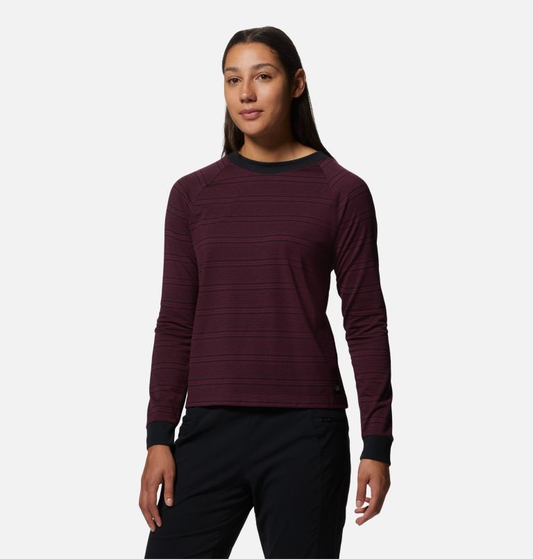 Thumbnail: Women's Wander Pass Long Sleeve, Color: Cocoa Red Pacific Stripe, image 5
