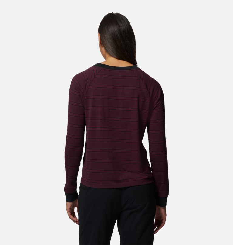 Thumbnail: Women's Wander Pass Long Sleeve, Color: Cocoa Red Pacific Stripe, image 2