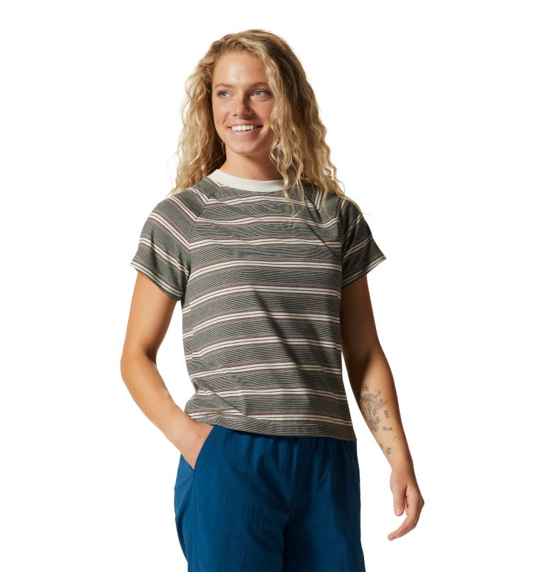 Women's Wander Pass Short Sleeve, Color: Stone Pacific Stripe, image 5