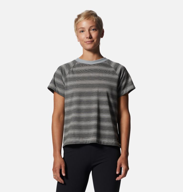 Women's Wander Pass Short Sleeve, Color: Plumas Grey Pacific Stripe, image 1