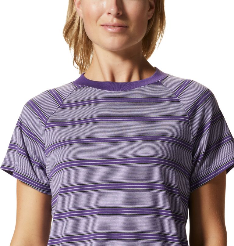 Women's Wander Pass Short Sleeve, Color: Purple Jewel Pacific Stripe, image 4