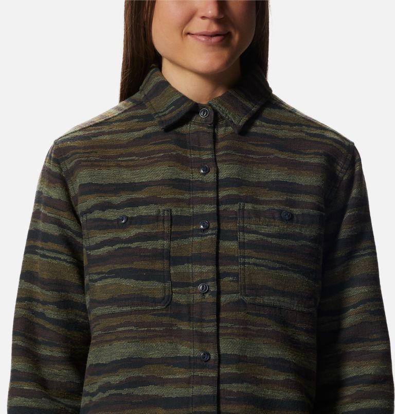 Women's Granite Peak Long Sleeve Flannel Shirt, Color: Corozo Nut Landscape Print, image 4