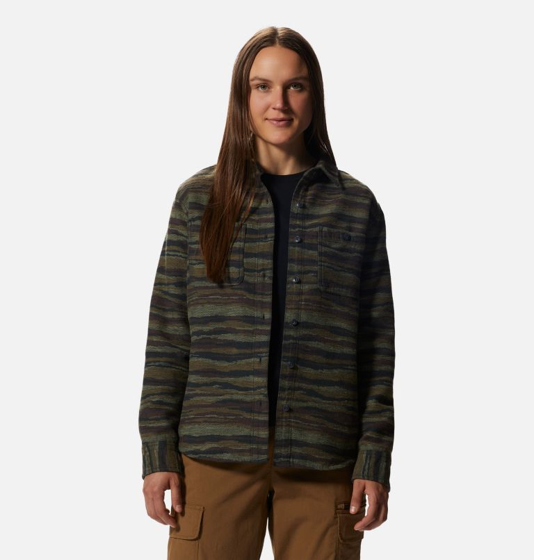 Thumbnail: Women's Granite Peak Long Sleeve Flannel Shirt, Color: Corozo Nut Landscape Print, image 6