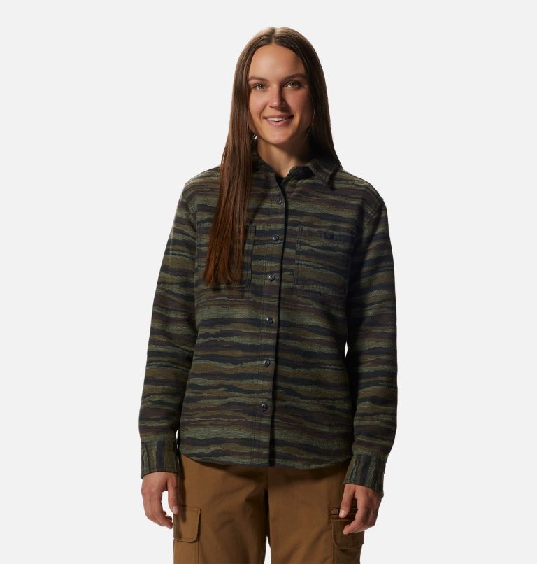 Women's Granite Peak Long Sleeve Flannel Shirt, Color: Corozo Nut Landscape Print, image 1