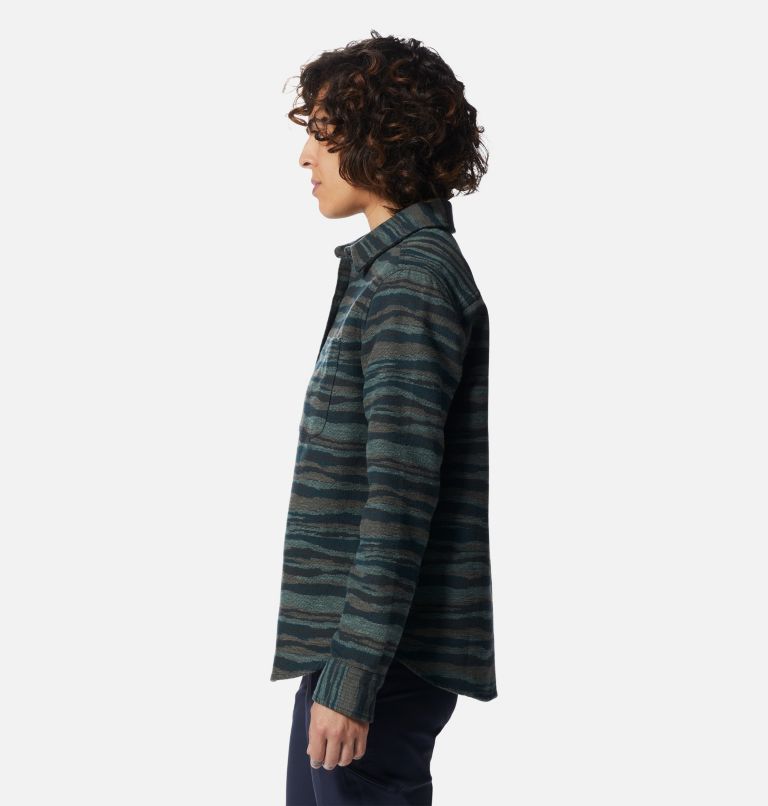 Women's Granite Peak Long Sleeve Flannel Shirt, Color: Dark Marsh Landscape Print, image 3