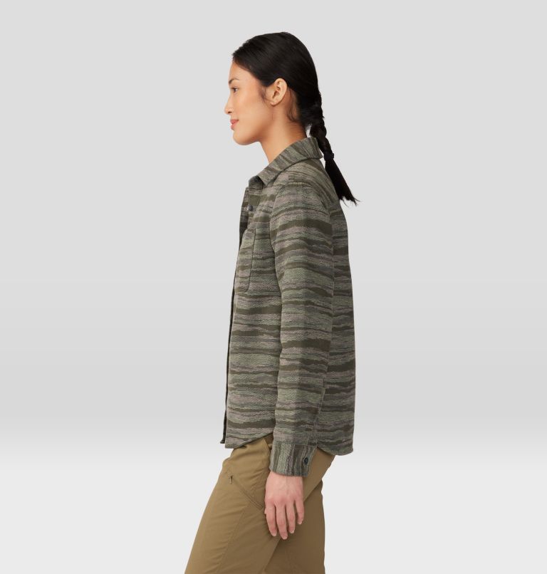 Women's Granite Peak Long Sleeve Flannel Shirt, Color: Stone Green Landscape Jacquard, image 3