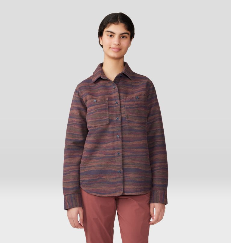 Women's Granite Peak Long Sleeve Flannel Shirt, Color: Clay Earth Landscape Jacquard, image 7