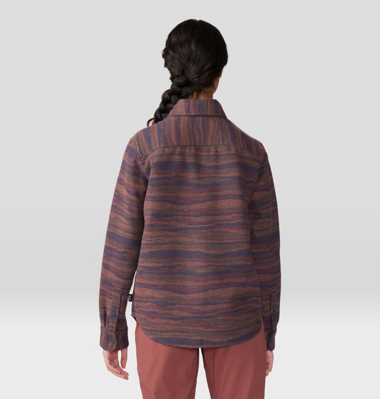 Women's Granite Peak Long Sleeve Flannel Shirt, Color: Clay Earth Landscape Jacquard, image 2