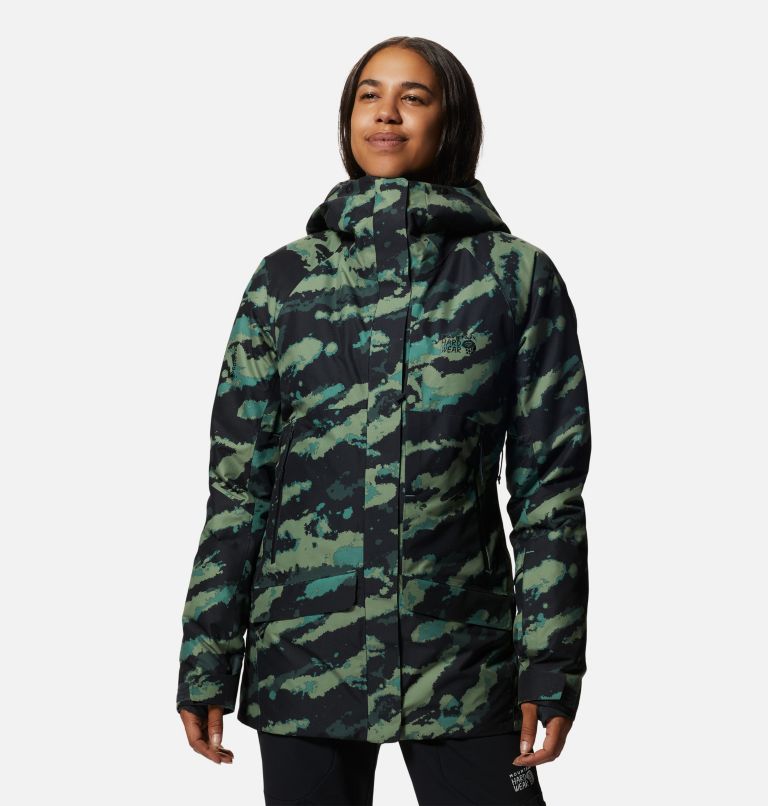 Women's Cloud Bank Gore-Tex Insulated Jacket, Color: Mint Palm Brushstrokes Print, image 1