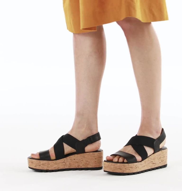 Women's Cameron Flatform Slingback Wedge Sandal, Color: Black