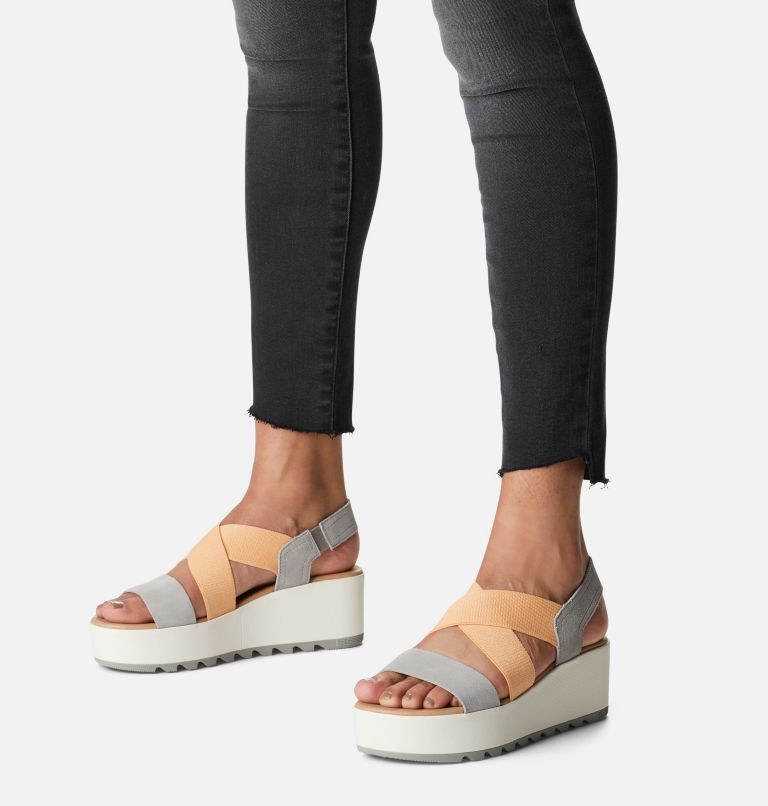 Women's Cameron Flatform Slingback Wedge Sandal, Color: Chrome Grey, Chalk, image 8