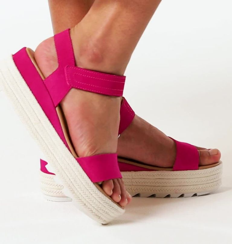 Sandale plate compensée Cameron pour femme, Color: Fuchsia Fizz, Sea Salt