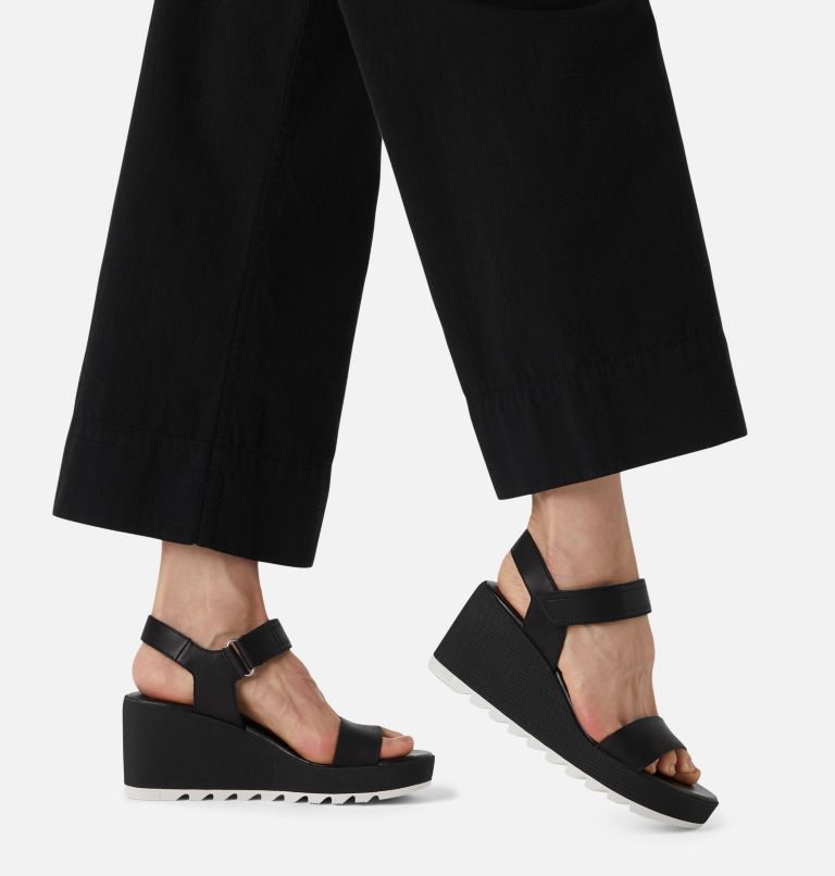 Women's Cameron Wedge Leather Sandal, Color: Black