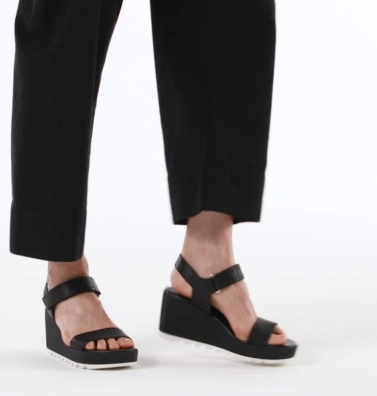 Cameron Wedge Leder-Sandale für Frauen, Color: Black