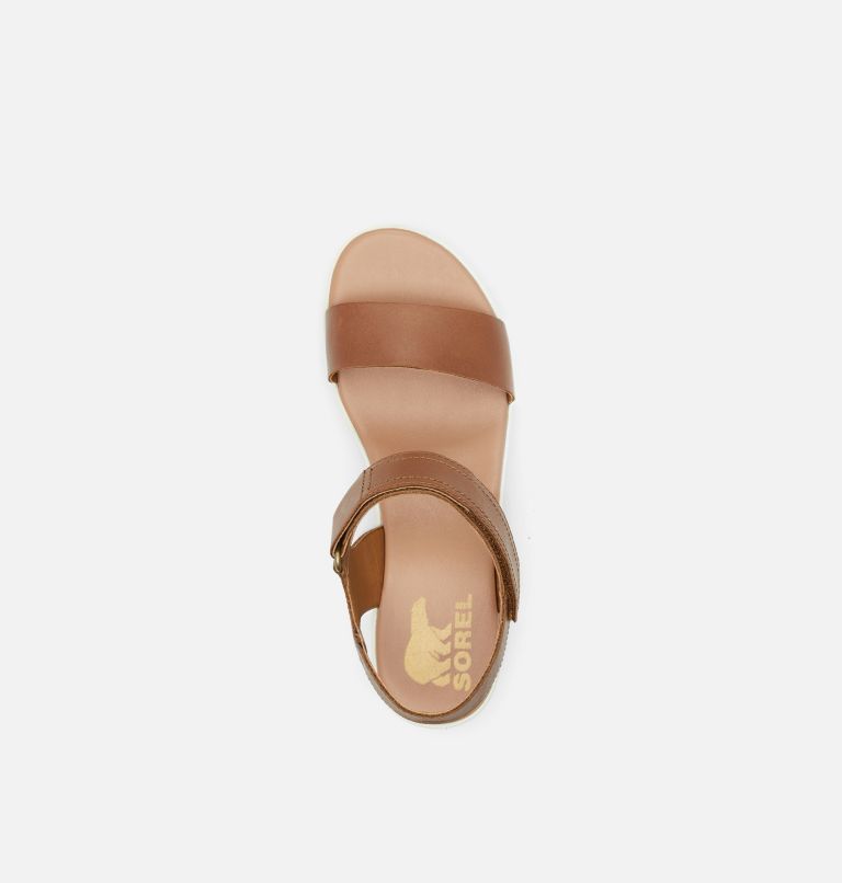 Sandale Compensée en Cuir Cameron Femme, Color: Velvet Tan