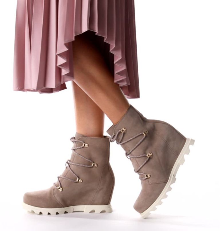 Thumbnail: Women's Joan Of Arctic Wedge III Lace Bootie, Color: Omega Taupe, Chalk, image 2