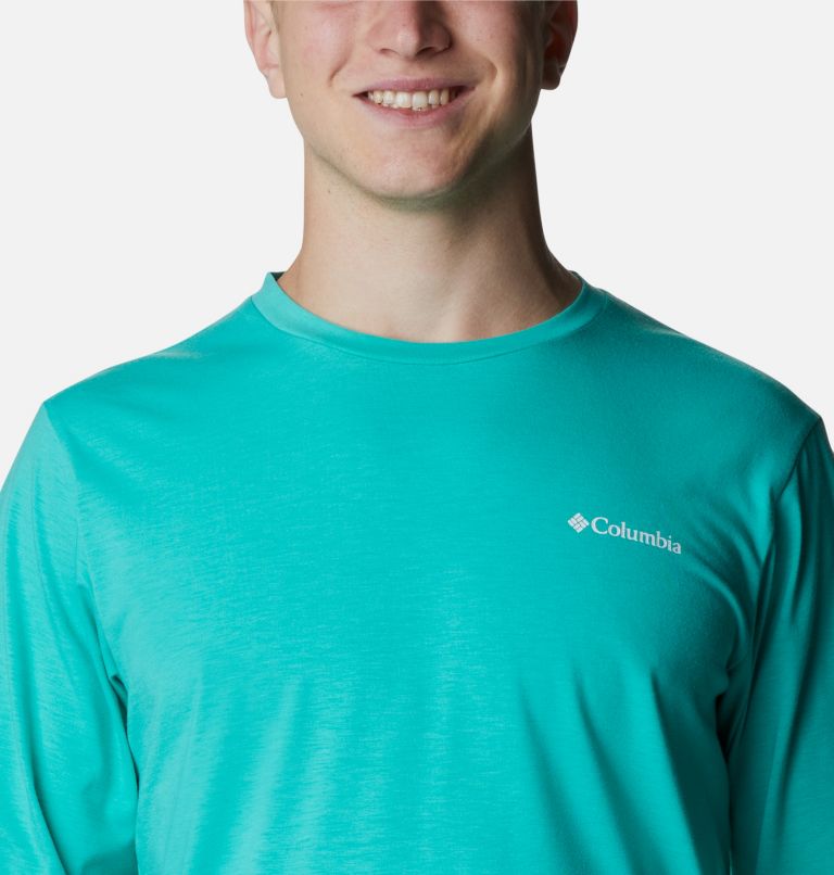 Men's Sun Trek Long Sleeve Shirt, Color: Electric Turquoise