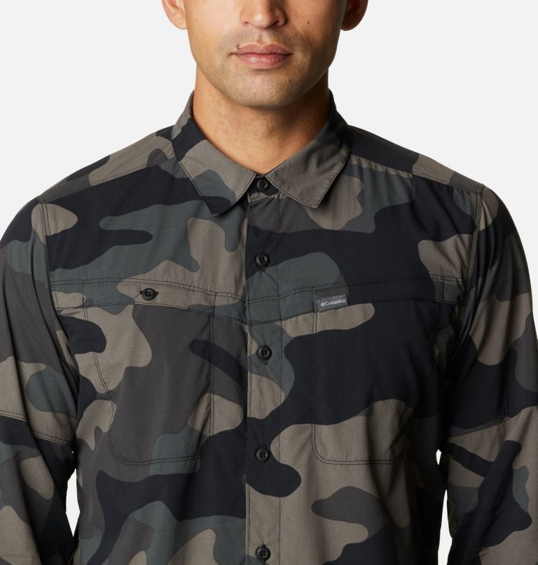 Men's Newton Ridge Printed Long Sleeve Shirt, Color: Black Trad Camo, image 4