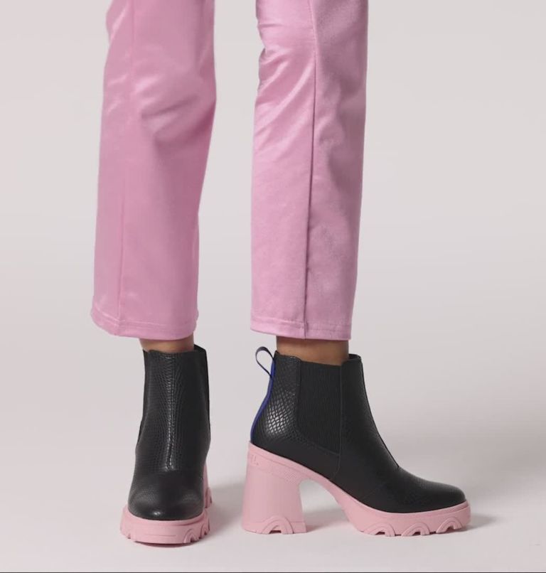 Women's Brex Heel Chelsea Bootie, Color: Black, Vintage Pink