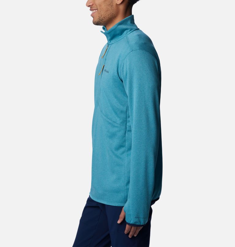 Men's Park View Fleece Half Zip Pullover, Color: Shasta Heather, Collegiate Navy, image 3