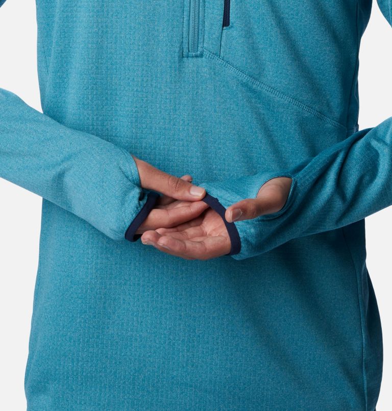 Men's Park View Fleece Half Zip Pullover, Color: Shasta Heather, Collegiate Navy, image 5