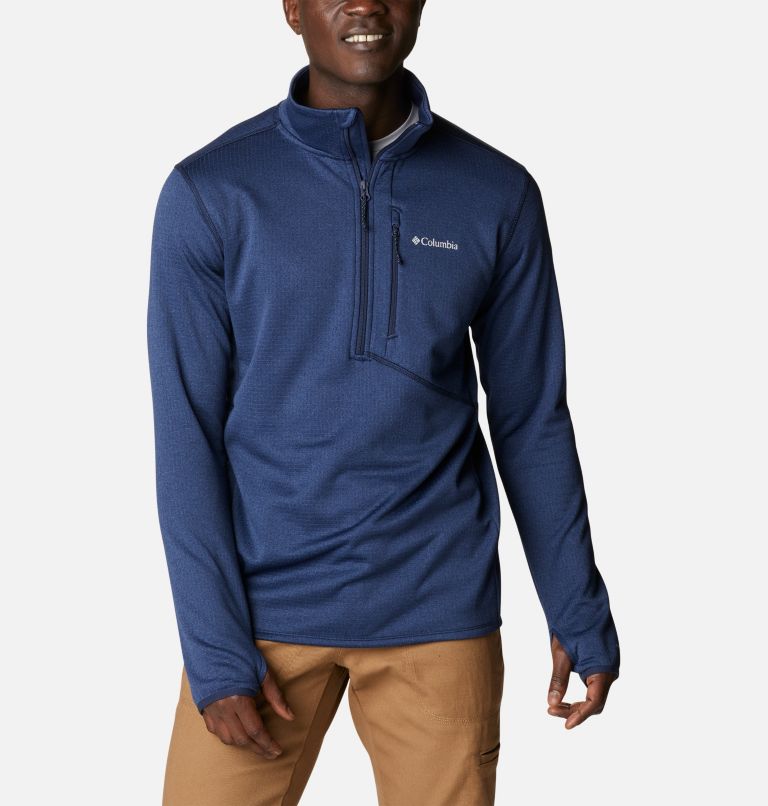 Chandail à demi-fermeture éclair en laine polaire Park View Homme, Color: Collegiate Navy Heather, image 1