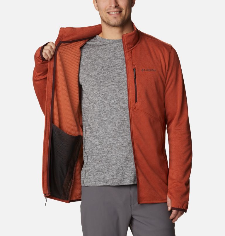 Thumbnail: Men's Park View Fleece Jacket, Color: Warp Red Heather, Elderberry, image 5